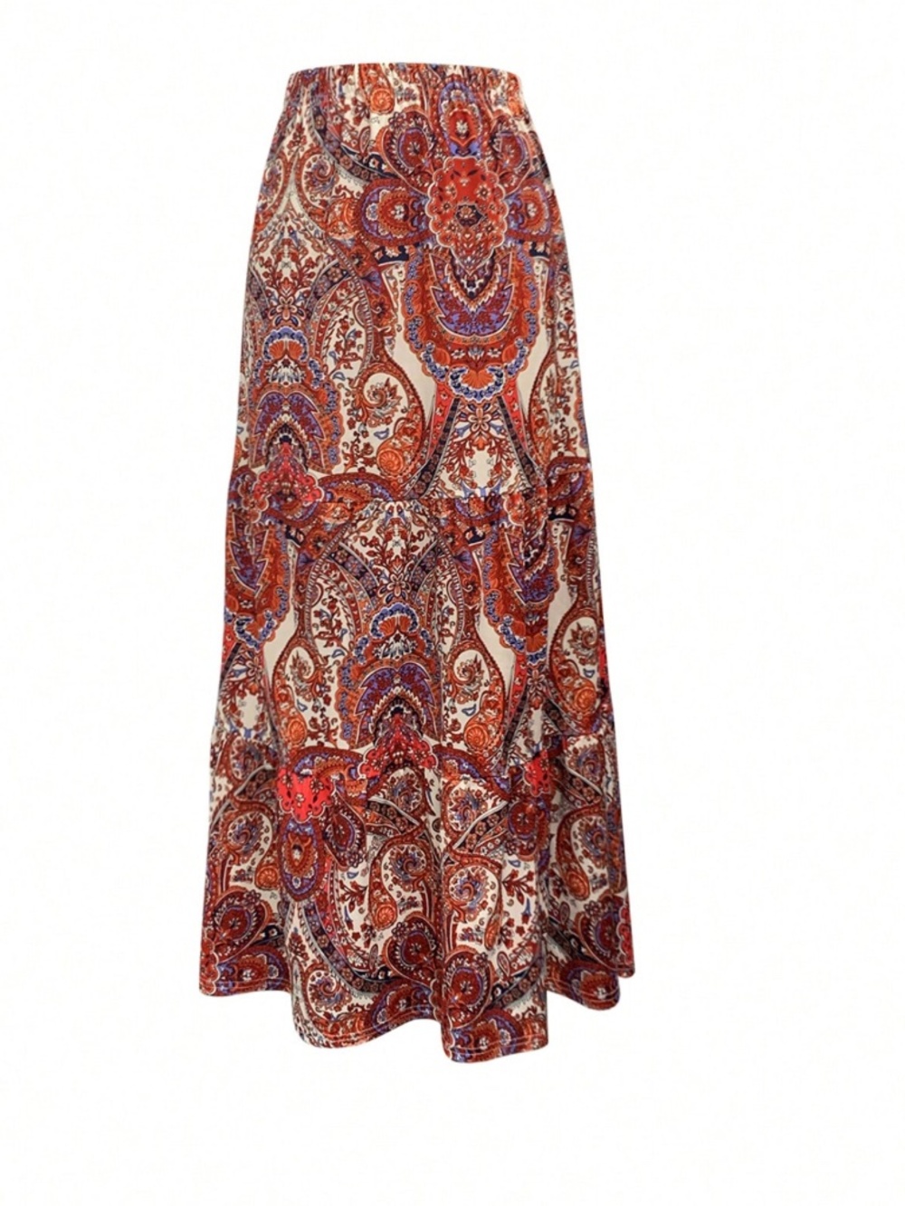 Boho Paisley All over print mid waist layered Maxi Skirt - Picture 3 of 3